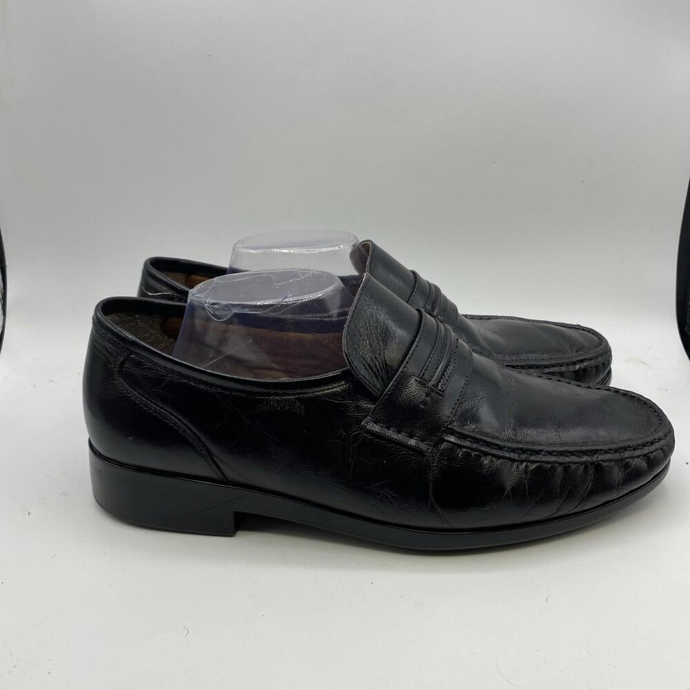 French Shriner Concord Men Black Leather Loafer Dress Shoes 11 W